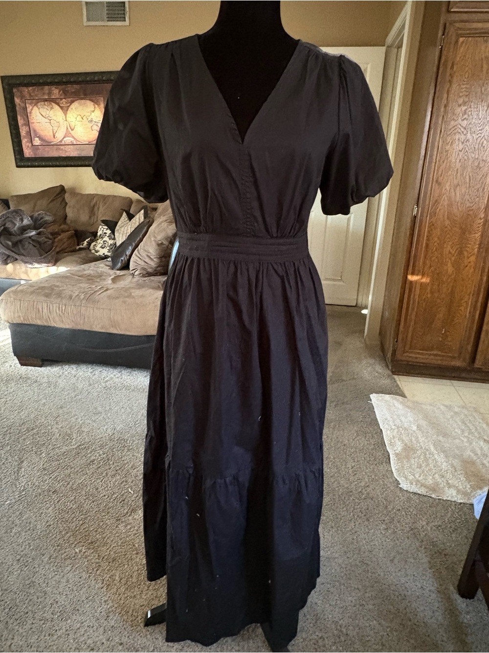 French Connection Classic Black V-Neck Maxi Dress size small